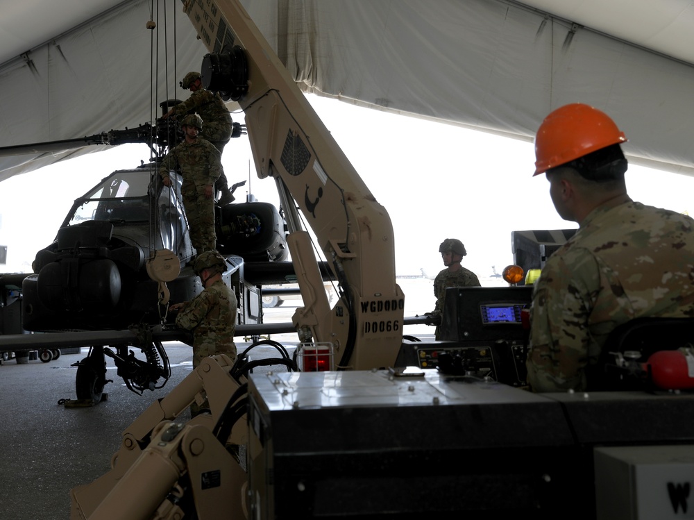 AH-64E Apache attack helicopter phase maintenance