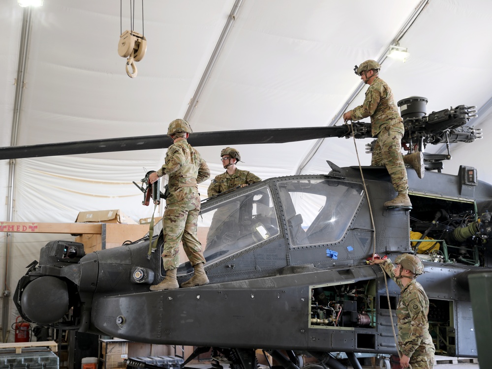 AH-64E Apache attack helicopter phase maintenance