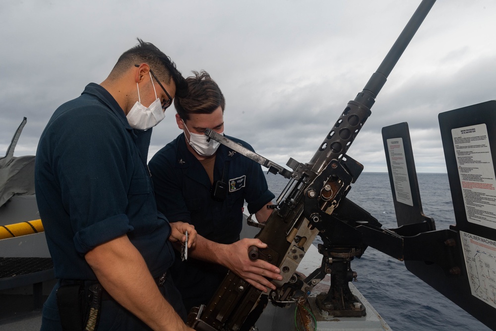 USS New Orleans Machine Gun Training Underway