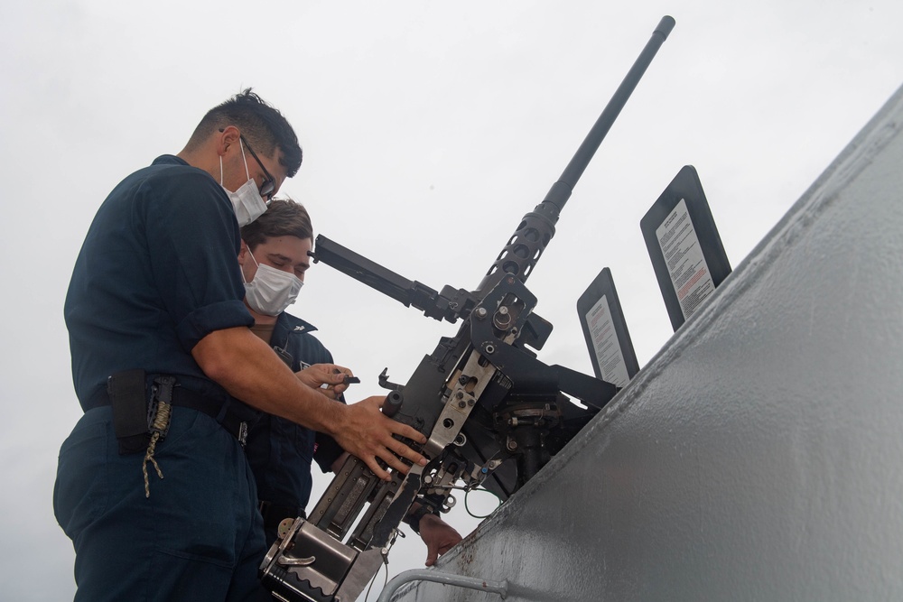 USS New Orleans Machine Gun Training Underway