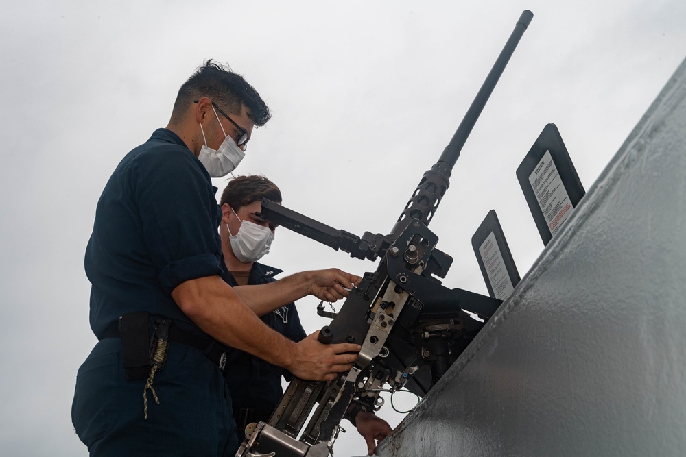 USS New Orleans Machine Gun Training Underway