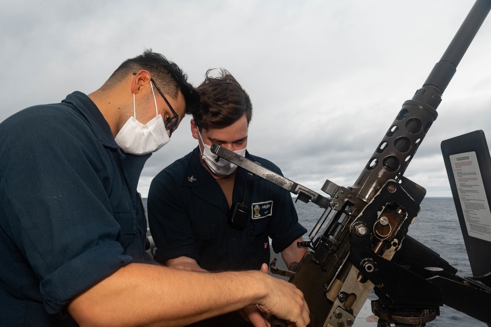 USS New Orleans Machine Gun Training Underway