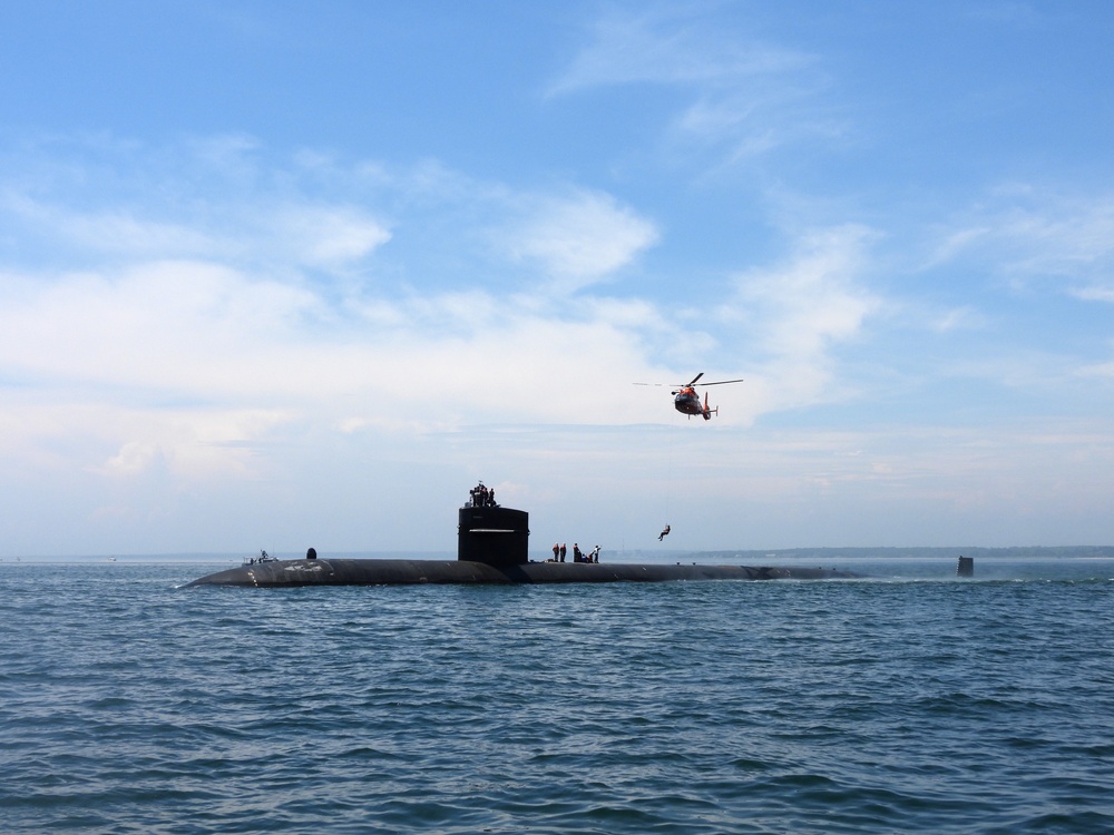 USS Providence and U.S. Coast Guard Helicopter Personnel Transfer Exercise