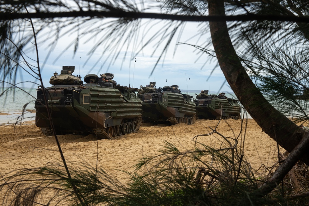 U.S. Marines conduct waterborne operations with assault amphibious vehicles