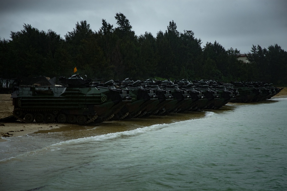 U.S. Marines conduct waterborne operations with assault amphibious vehicles