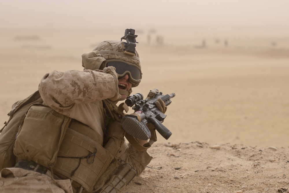 15th MEU Marines conduct a platoon attack live-fire range