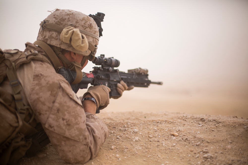 15th MEU Marines conduct a platoon attack live-fire range