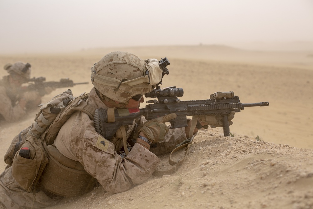 15th MEU Marines conduct a platoon attack live-fire range