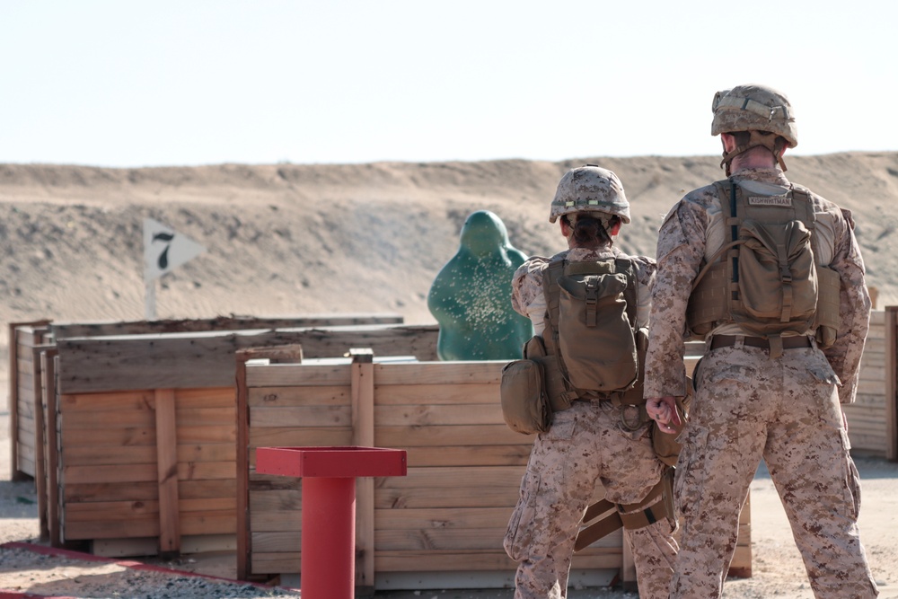 Marines, Sailors with 15th MEU Female Engagement Team conduct pistol range