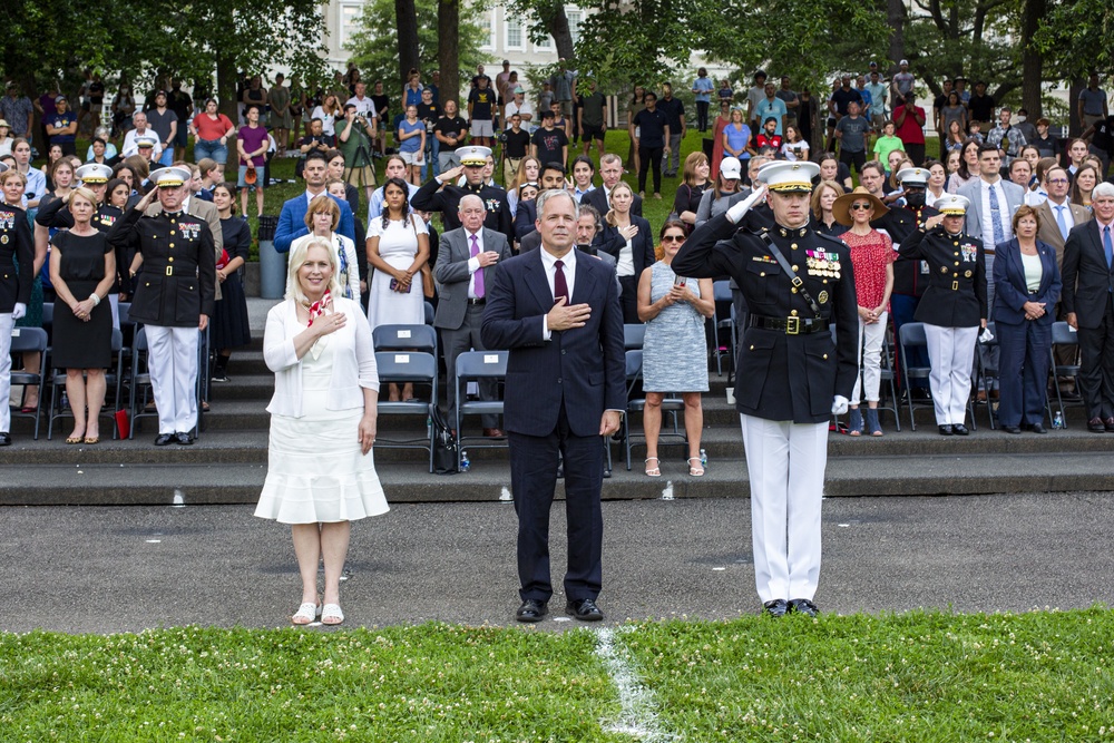 Barracks Marines Host New York Senator for Tuesday Sunset Parade at Marine Corps War Memorial