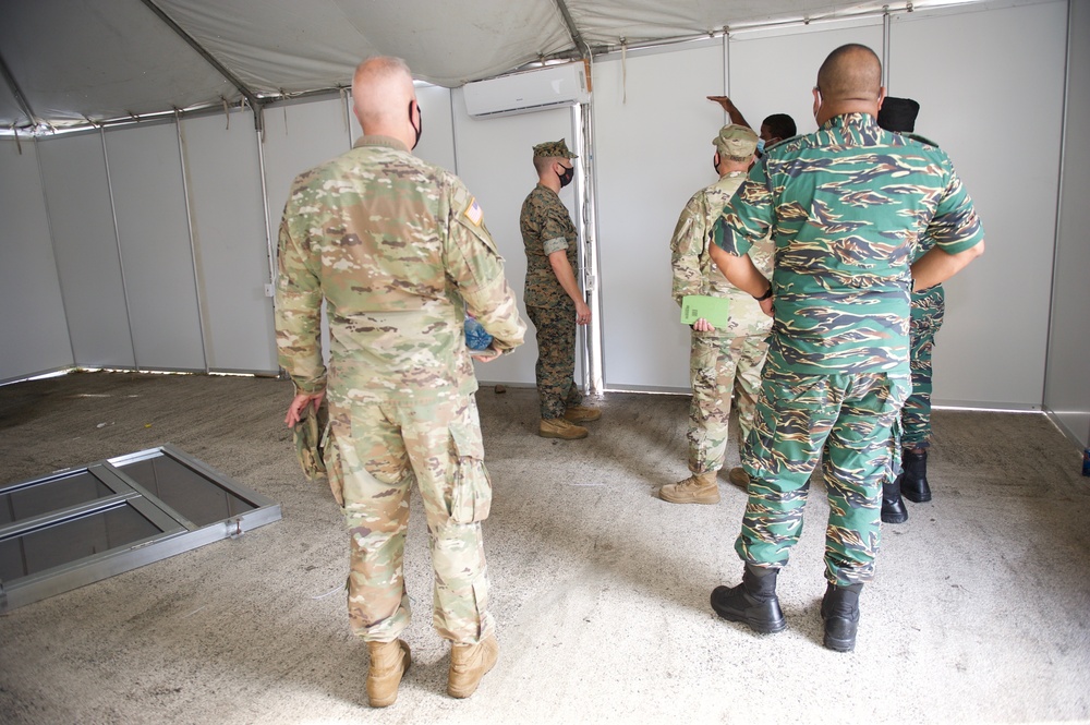 Members of SOUTHCOM at Base Camp Stephenson in Timehri, Guyana