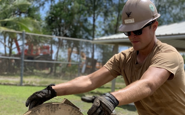 NMCB-4 and 7th ESB construct containerized living units in Palau
