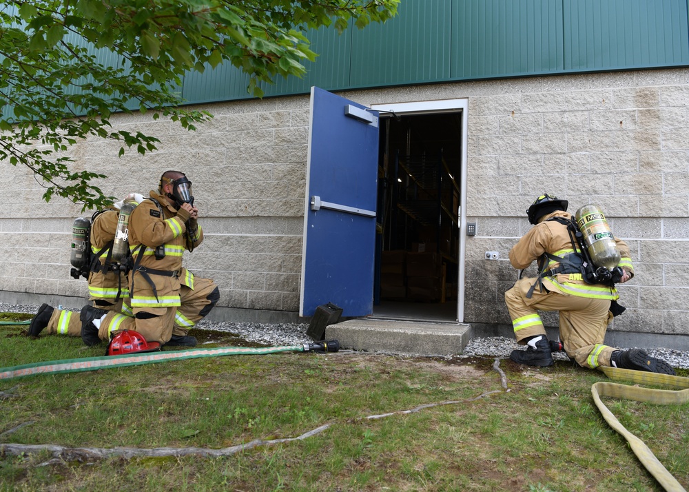 104th Fighter Wing holds Readiness Exercise, simulates building fires