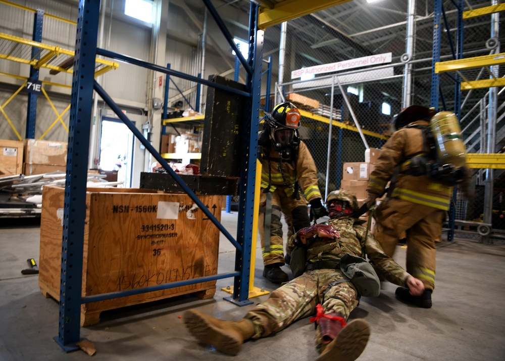 104th Fighter Wing holds Readiness Exercise, simulates building fires