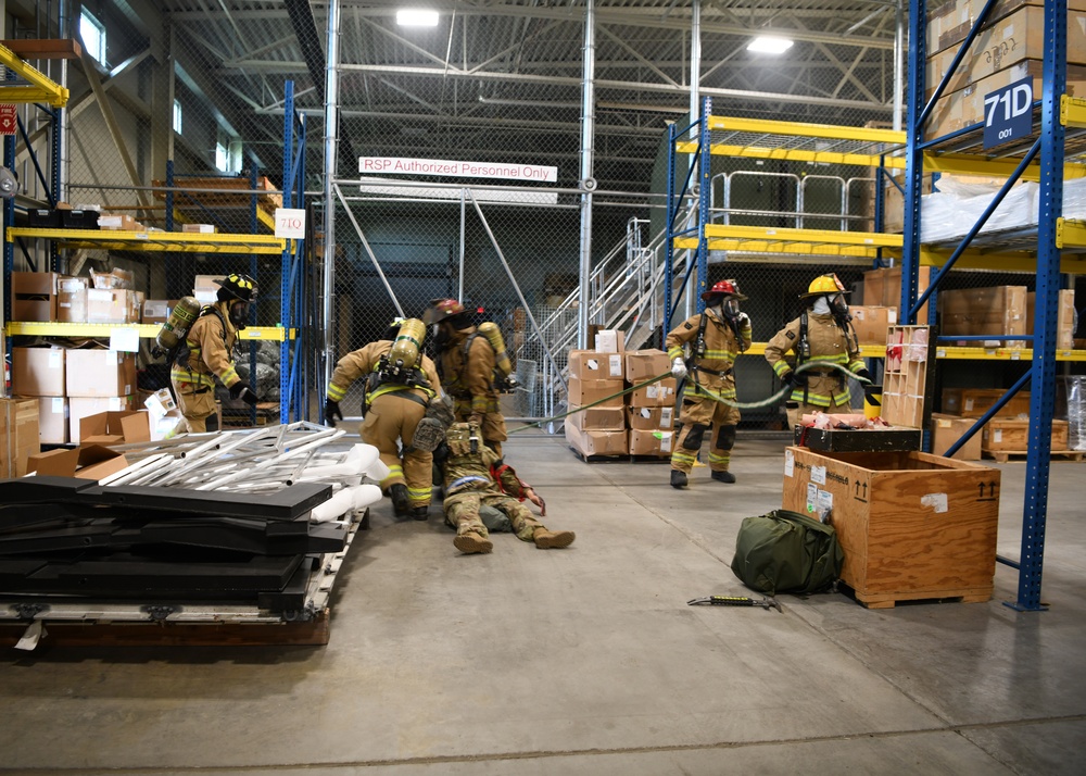 104th Fighter Wing holds Readiness Exercise, simulates building fires