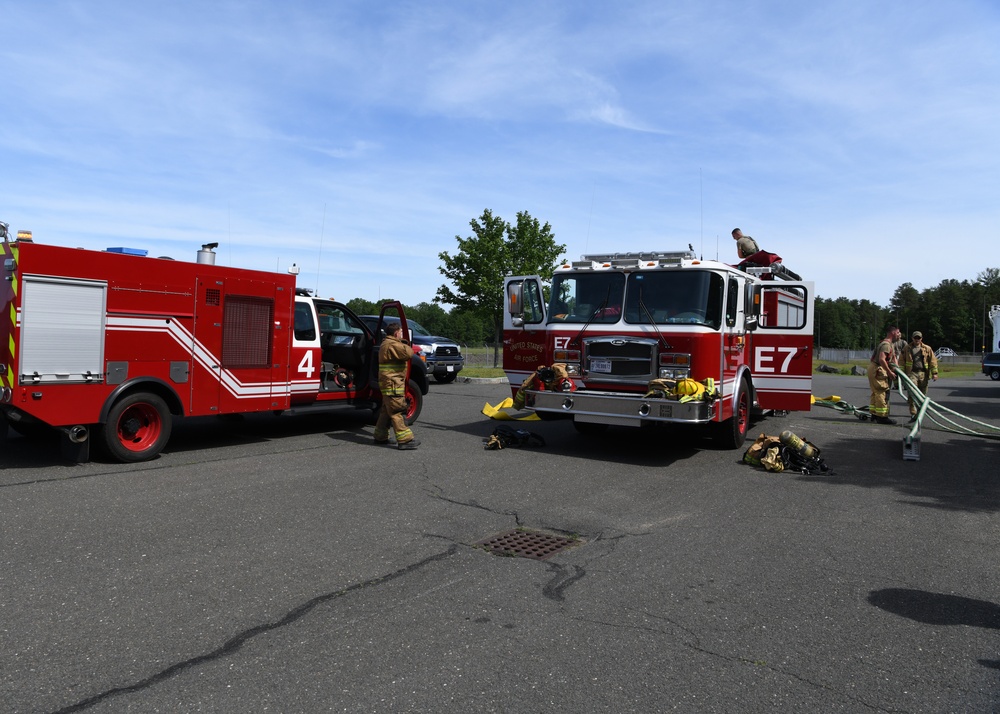 104th Fighter Wing holds Readiness Exercise, simulates building fires