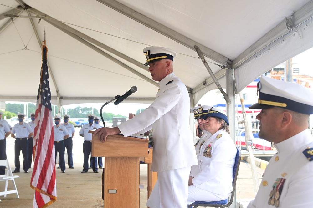 Coast Guard holds simultaneous change of command ceremonies for USCGC Frank Drew and USCGC Kennebec