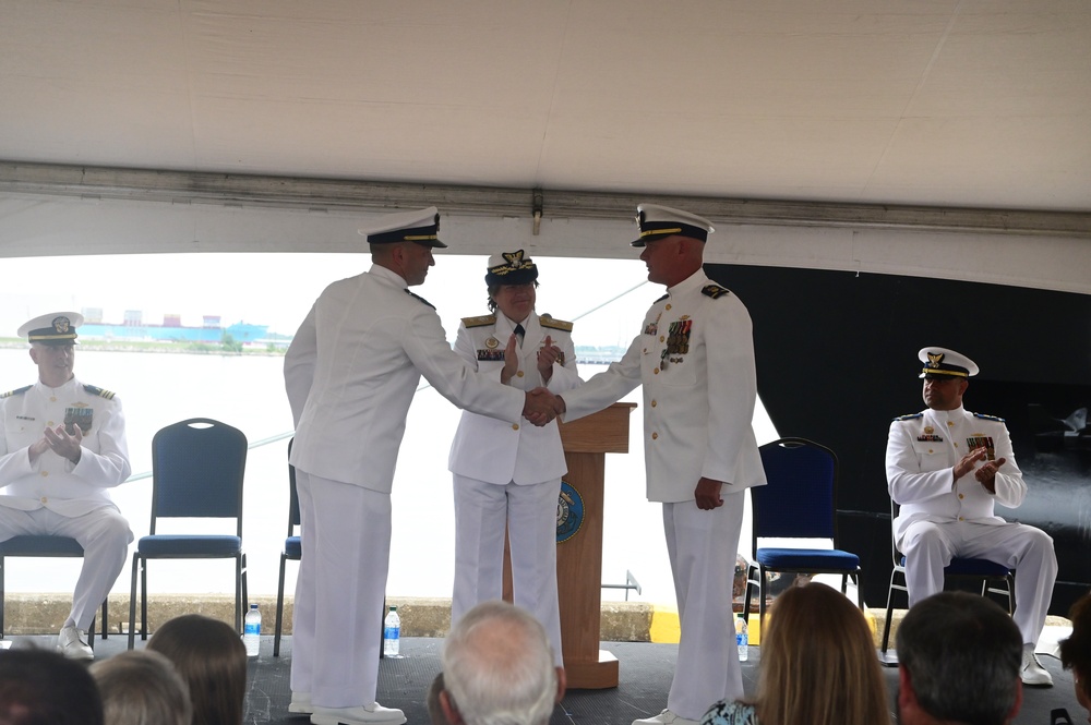 Coast Guard holds simultaneous change of command ceremonies for USCGC Frank Drew and USCGC Kennebec