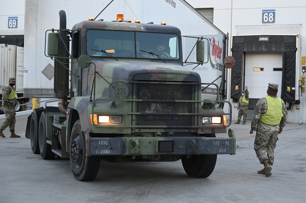 Arizona National Guard transports truckloads of food destined for food banks