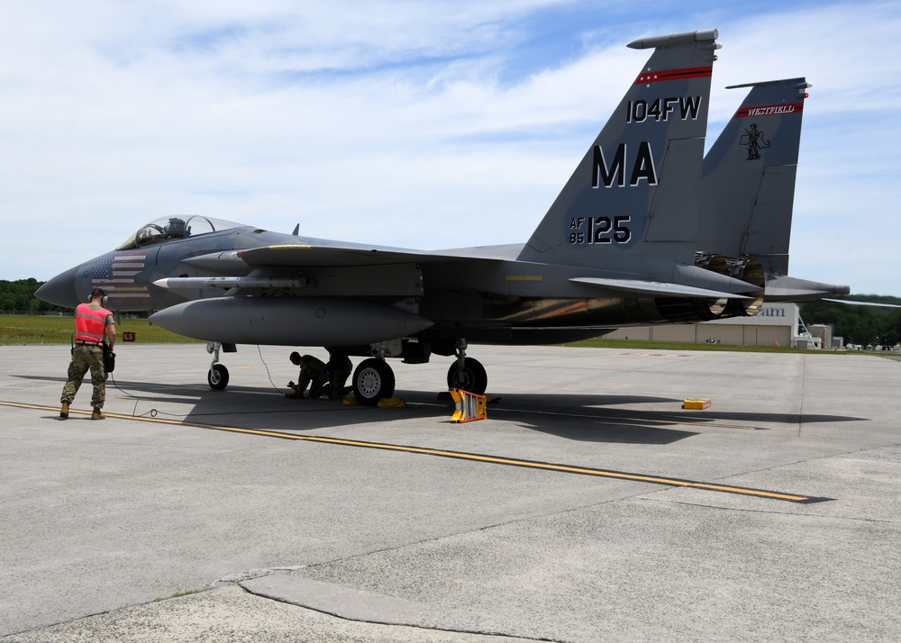 104th Fighter Wing holds Readiness Exercise, changes simulated flat tire on F-15C