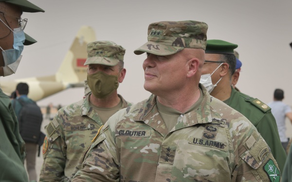 African Lion 2021-  Lt. Gen. Roger Cloutier Arrival Mahbes Airfield