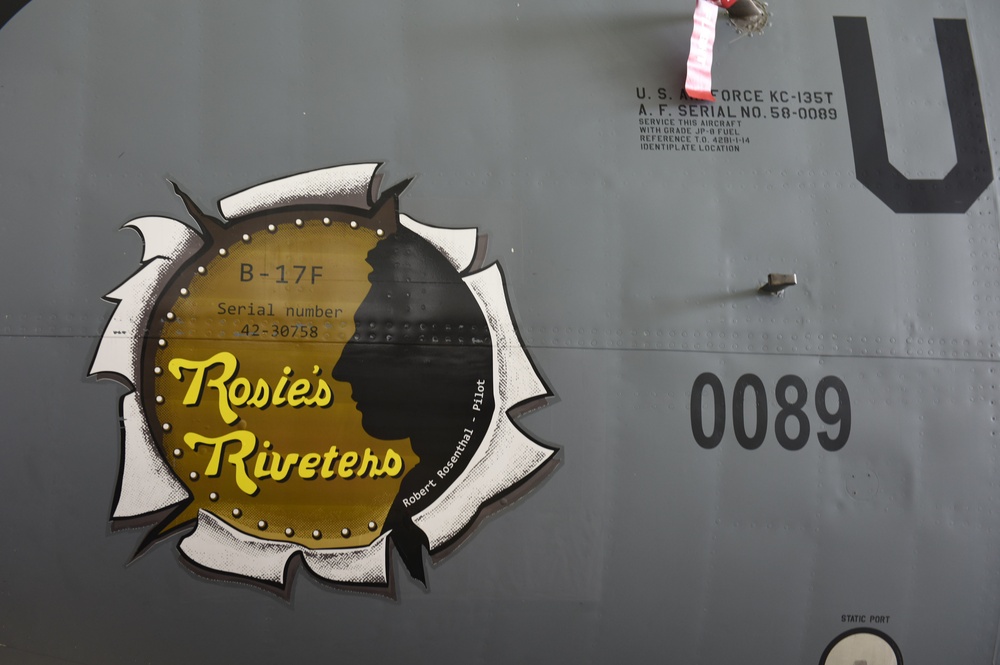 ‘Rosie’s Riveters’ nose art dedication immortalizes legacy of 100th BG pilot with 100th ARW