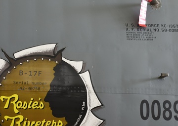 ‘Rosie’s Riveters’ nose art dedication immortalizes legacy of 100th BG pilot with 100th ARW