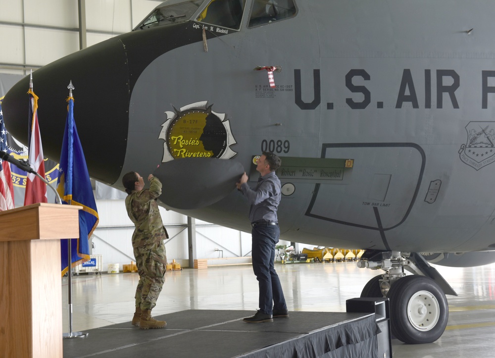 ‘Rosie’s Riveters’ nose art dedication immortalizes legacy of 100th BG pilot with 100th ARW