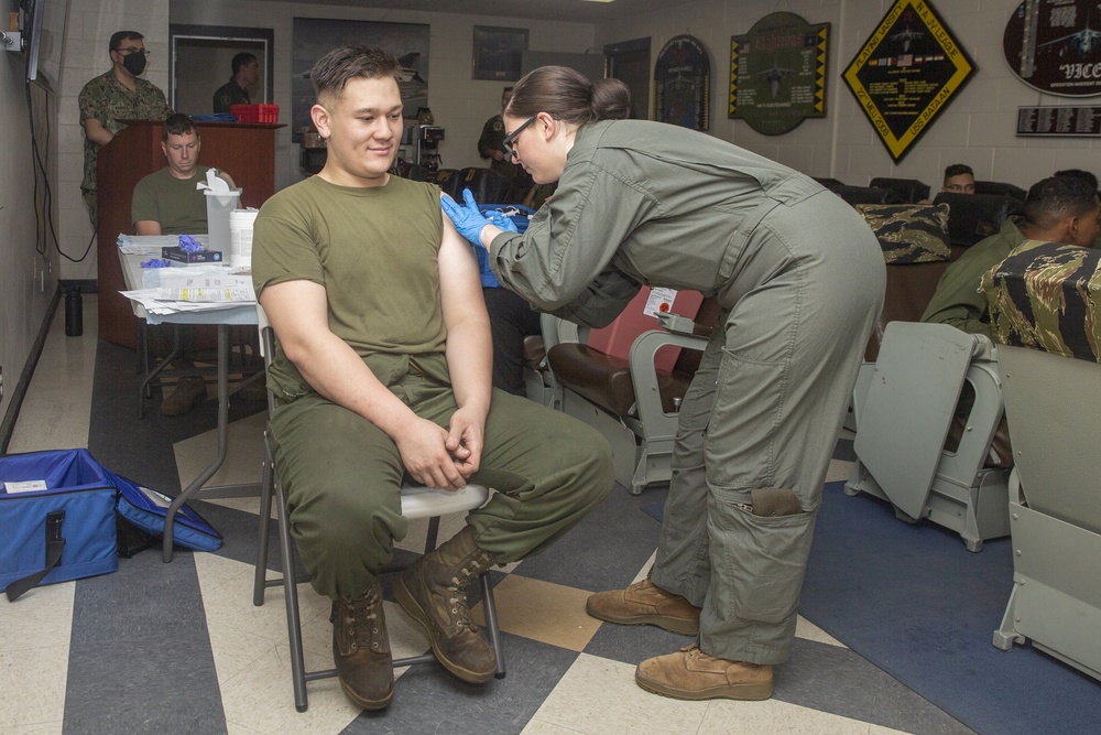 Marines with fighter attack squadron receive the COVID-19 vaccine