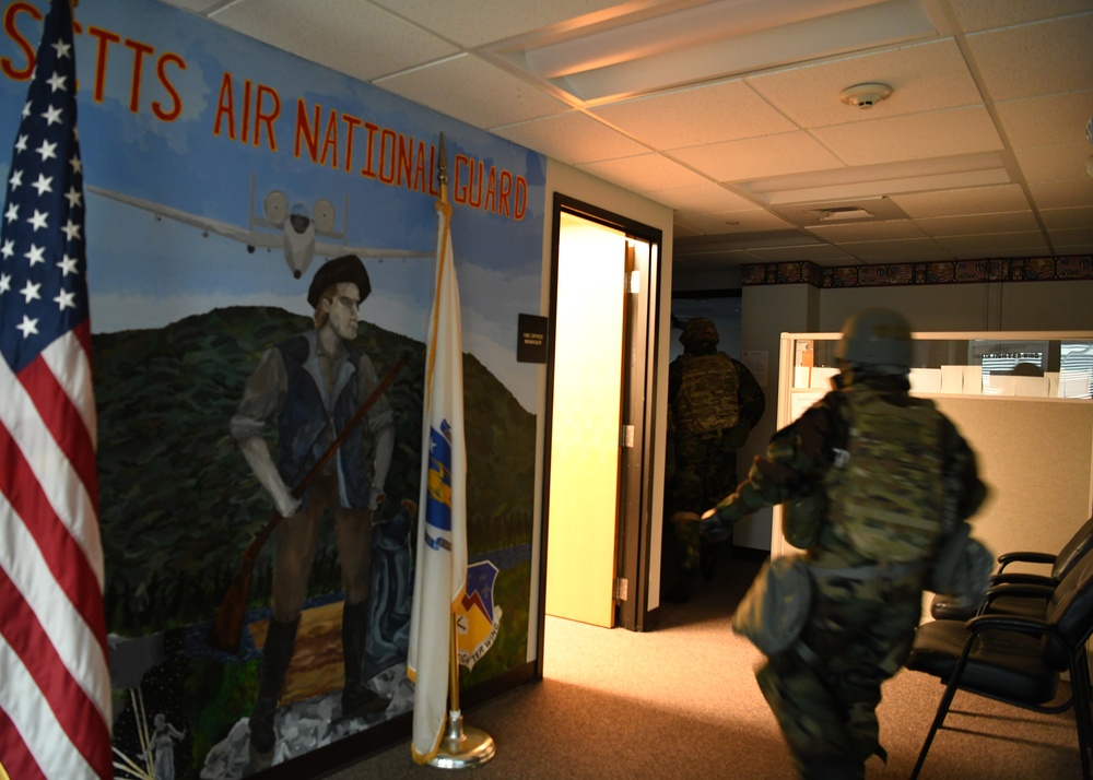 104th Fighter Wing holds Readiness Exercise, evacuates building after simulated fire