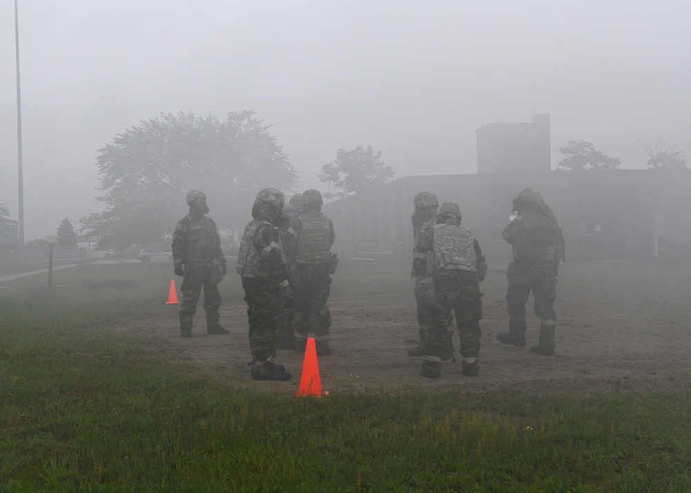 104th Fighter Wing holds Readiness Exercise, evacuates building after simulated fire