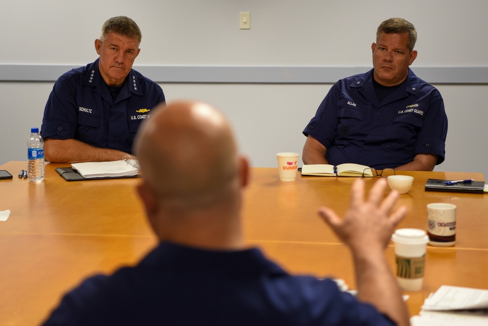 Admiral Karl Schultz visits Coast Guard Sector Boston