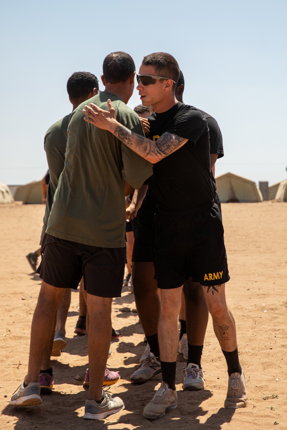 African Lion 2021 - U.S. and Moroccan Soldiers Play American Football