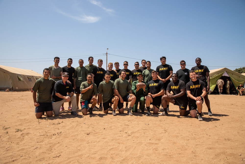 African Lion 2021 - U.S. and Moroccan Soldiers Play American Football
