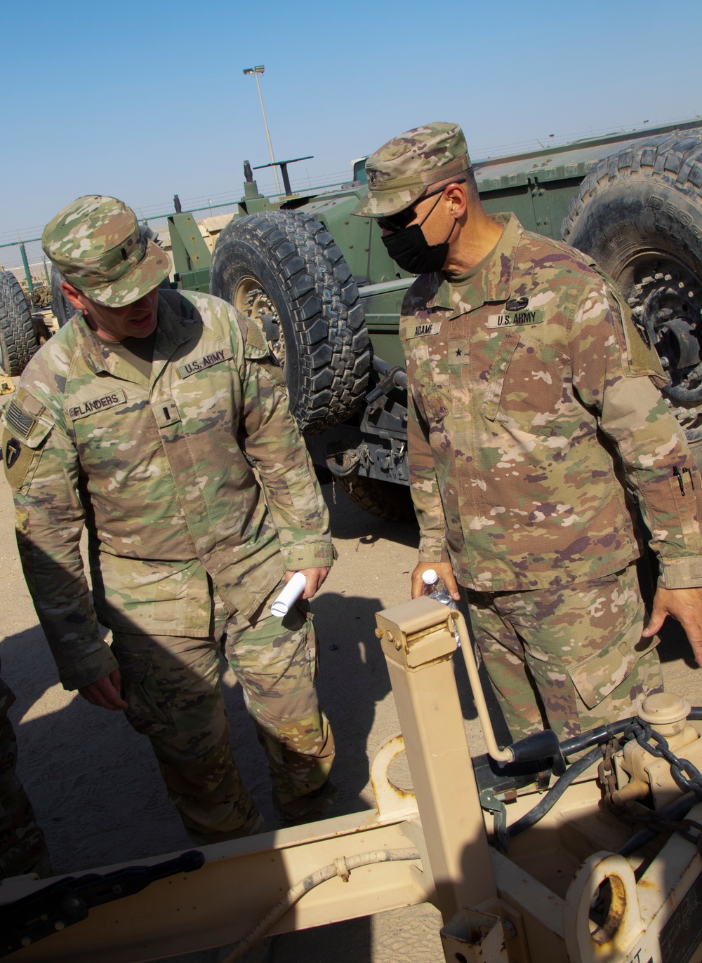 U.S. Army Brig. Gen. Michael Adame gives guidance on preventative maintenance checks and services during TF Spartan XO Academy