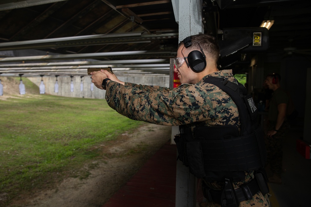 Military Police Officers conduct pistol qualifications