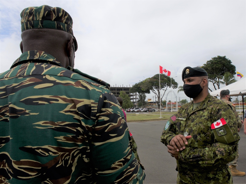 Canadian Armed Forces members took part in Exercise TRADEWINDS 2021 opening ceremony