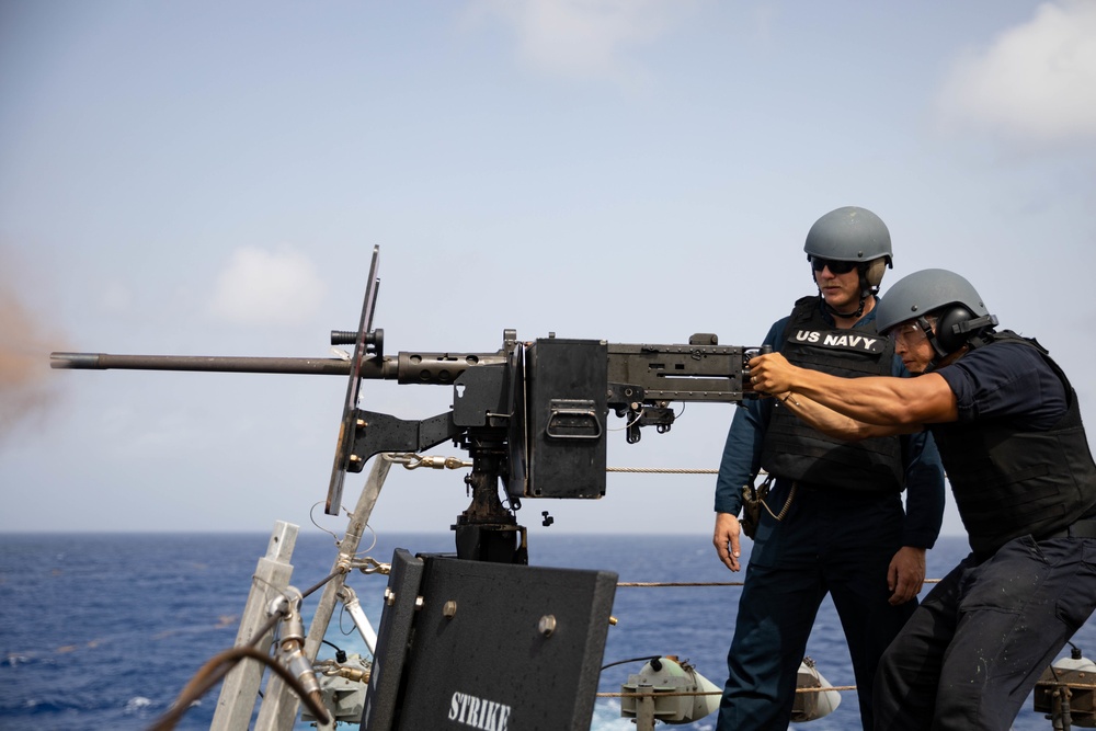 USS Sioux City Sailors Participate in a .50-Caliber Machine Gun Qualification Shoot
