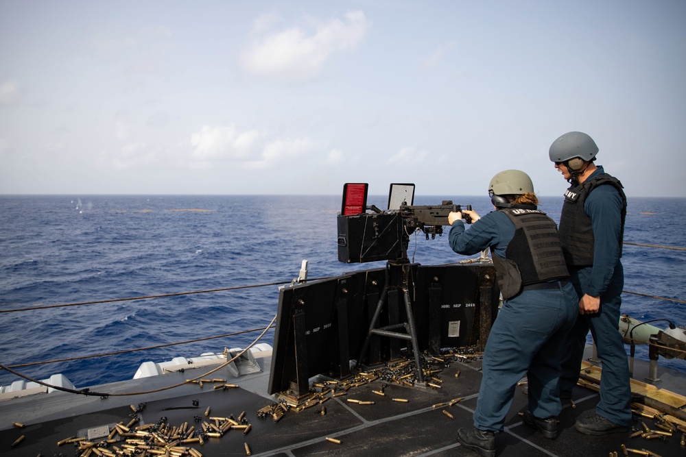 USS Sioux City Sailors Participate in a .50-Caliber Machine Gun Requalification Shoot
