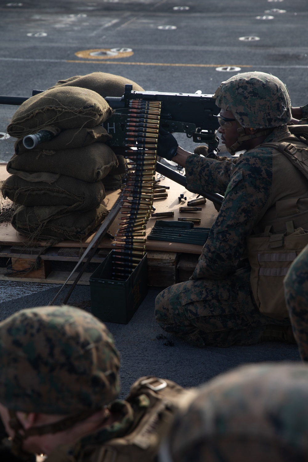 CLB-15 Marines conduct live-fire machine gun training aboard USS Somerset