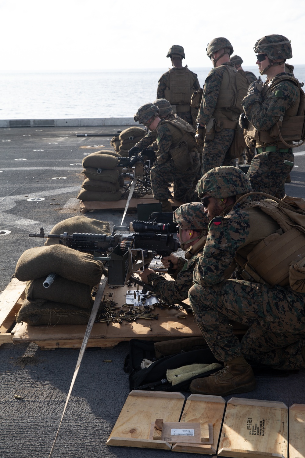 CLB-15 Marines conduct live-fire machine gun training aboard USS Somerset