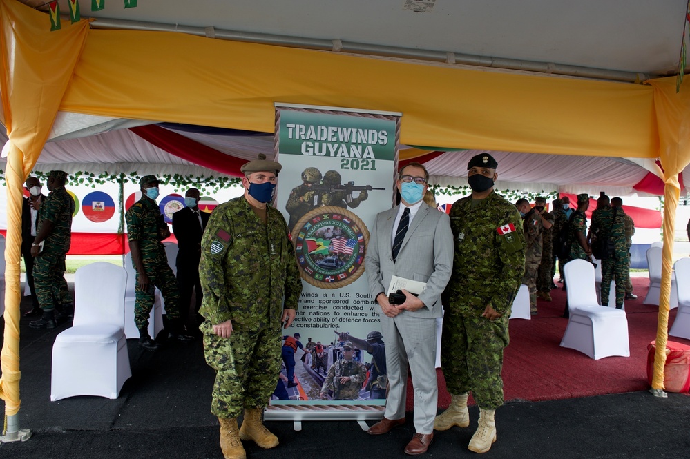 Canadian Armed Forces members took part in Exercise TRADEWINDS 2021 opening ceremony