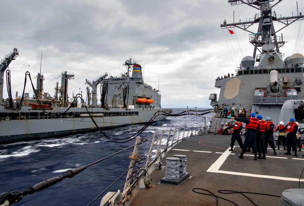 USS O’Kane Sailors conduct RAS with USNS Guadalupe