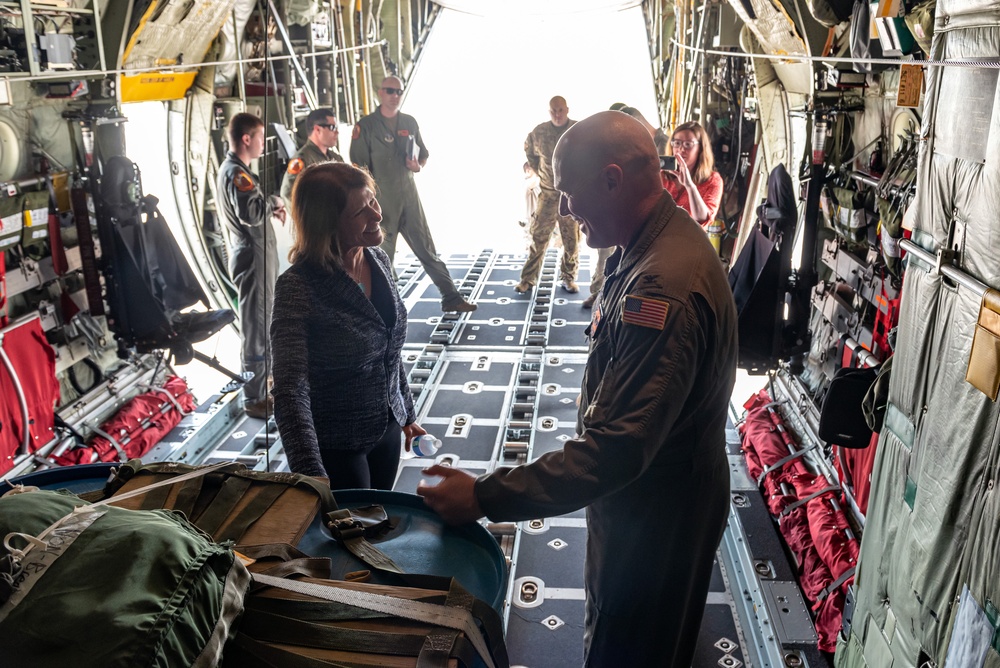 Rep. Cheri Bustos job shadows C-130H Hercules aircrew at Illinois Air National Guard wing