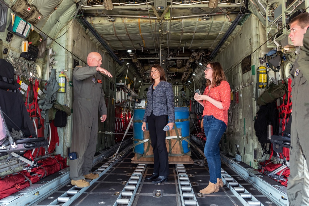 Rep. Cheri Bustos job shadows C-130H Hercules aircrew at Illinois Air National Guard wing