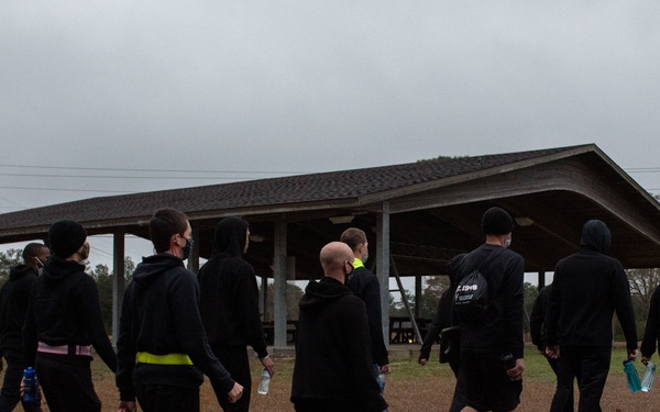 Future Airmen work out with Military Training Instructors