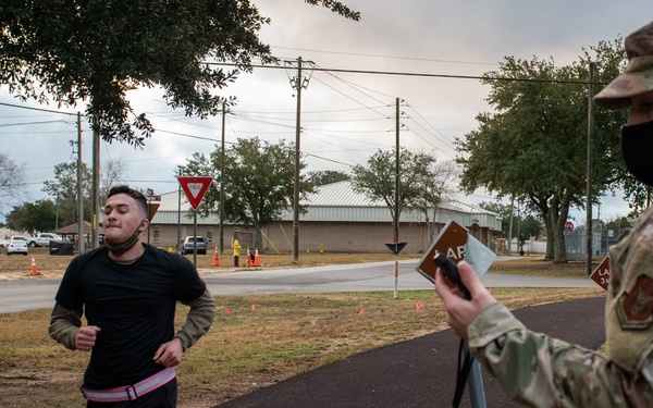 Future Airmen work out with Military Training Instructors