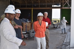 Mrs. Maria McConville, spouse of Gen. James C. McConville, chief of staff of the Army, tours new Junction City High School