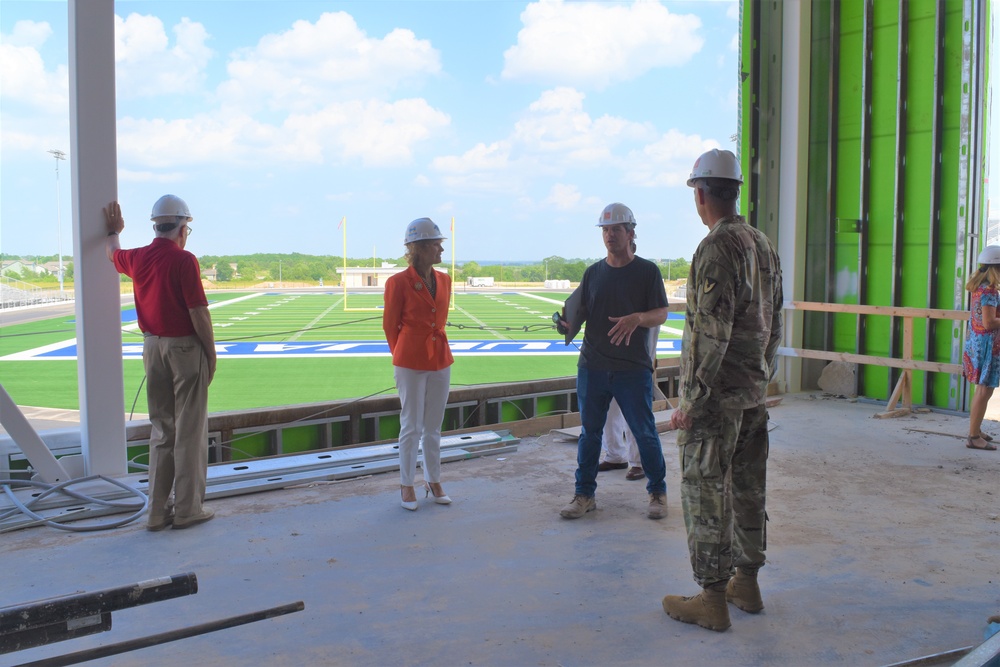 Mrs. Maria McConville, spouse of Gen. James C. McConville, chief of staff of the Army, tours new Junction City High School
