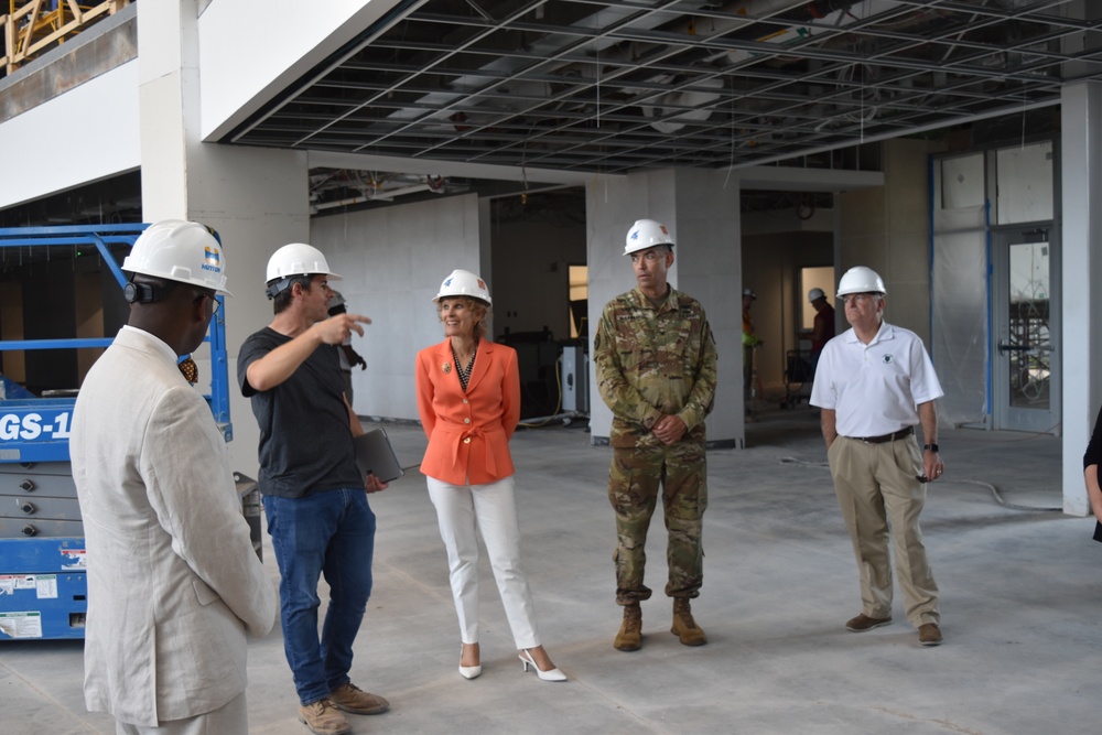 Mrs. Maria McConville, spouse of Gen. James C. McConville, chief of staff of the Army, tours new Junction City High School